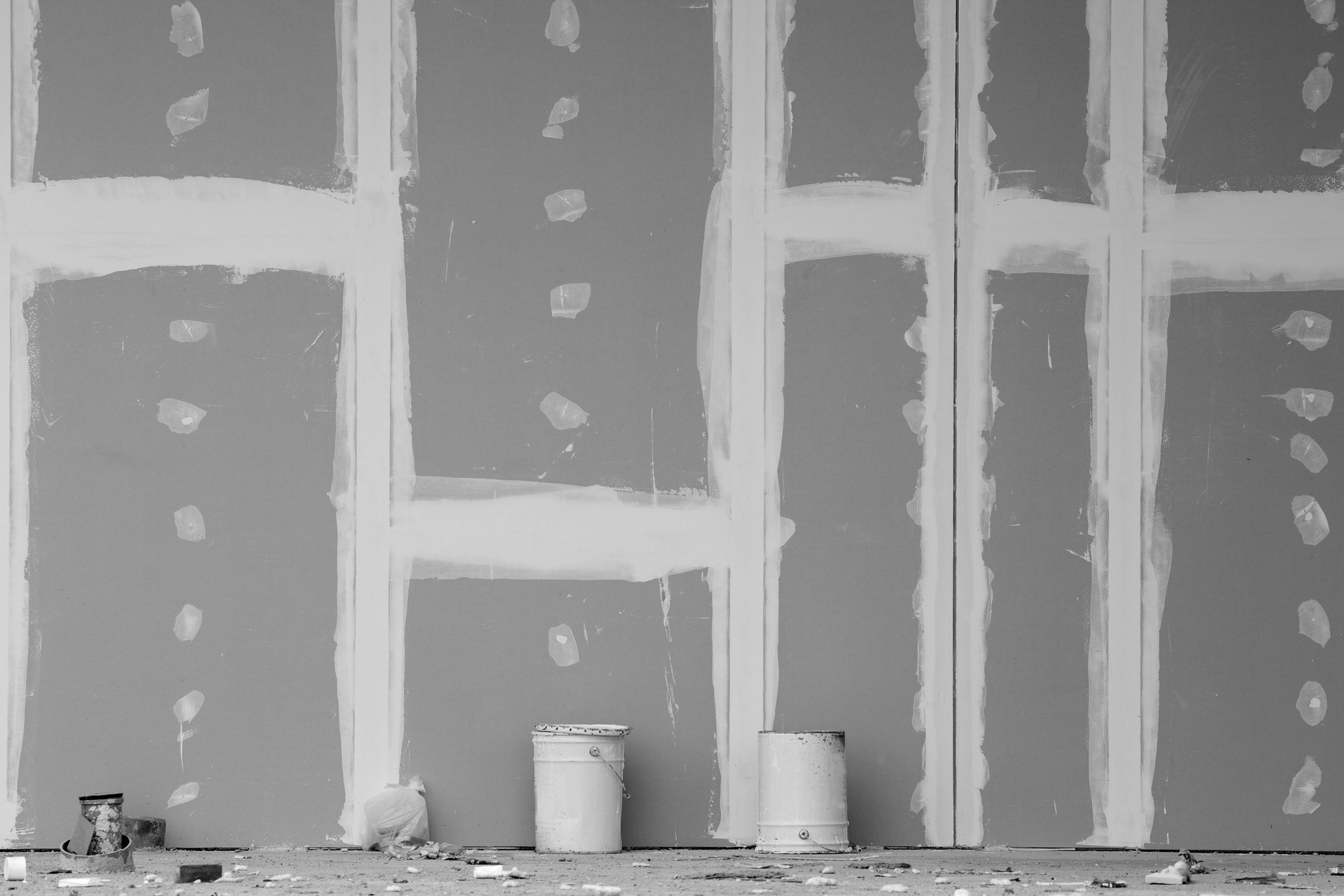 Gypsum wall under construction